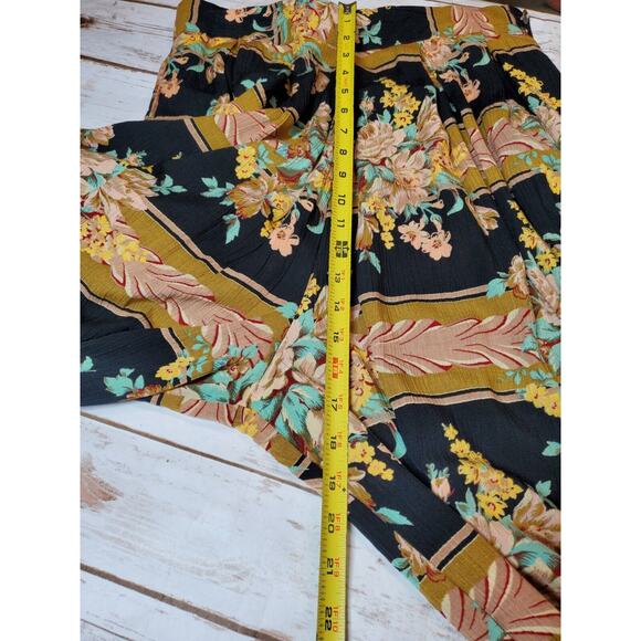 Vintage 90s Ms Interpret Womens Pants Wide Leg Crop High Rise Floral Pleated 12 - Picture 9 of 11